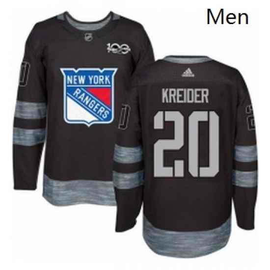 Mens Adidas New York Rangers 20 Chris Kreider Authentic Black 1917 2017 100th Anniversary NHL Jersey